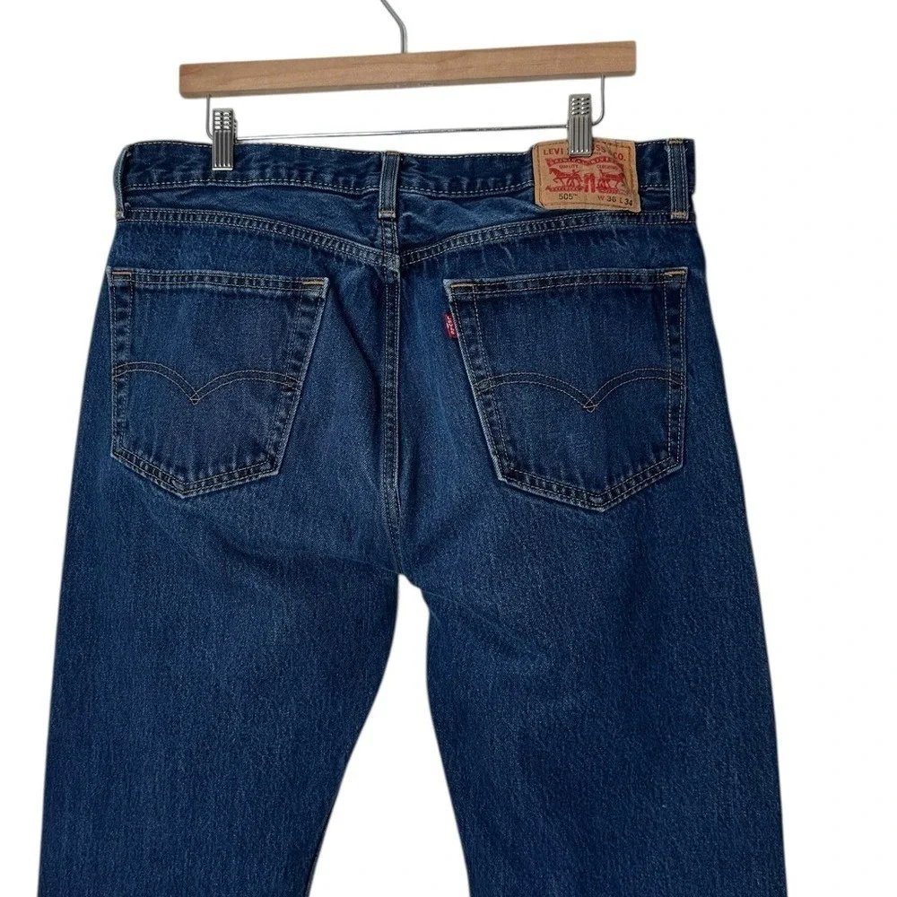 Levi's 505 Regular Mid Rise Regular Fit Straight Leg Jeans Denim Pants Men's 36‎